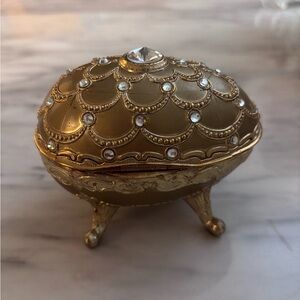 Gold Decorative Trinket Box with Jewels